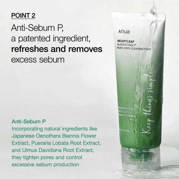 Anua Heartleaf Quercetinol Pore Deep Cleansing Foam 150ml - Image 5